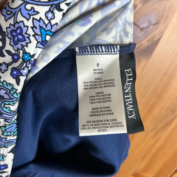 Ellen Tracy Tankini Swim Top Paisley Blue Women’s 6 Beachy Summer Resortwear - Picture 7 of 7